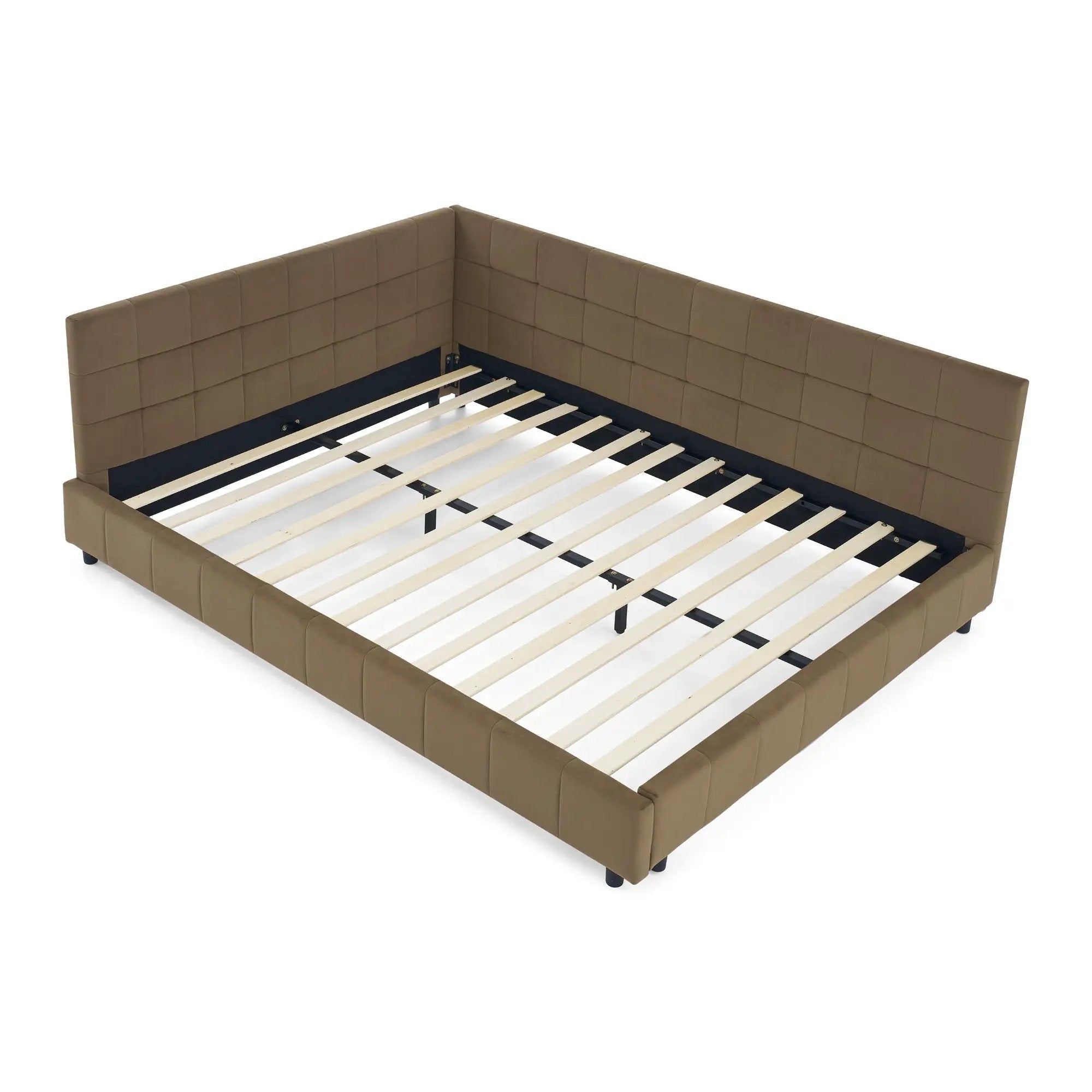 Mid-Century Storage Upholstered Tufted Bed Frame With Backrest And Armrests by Unique Piece Furniture