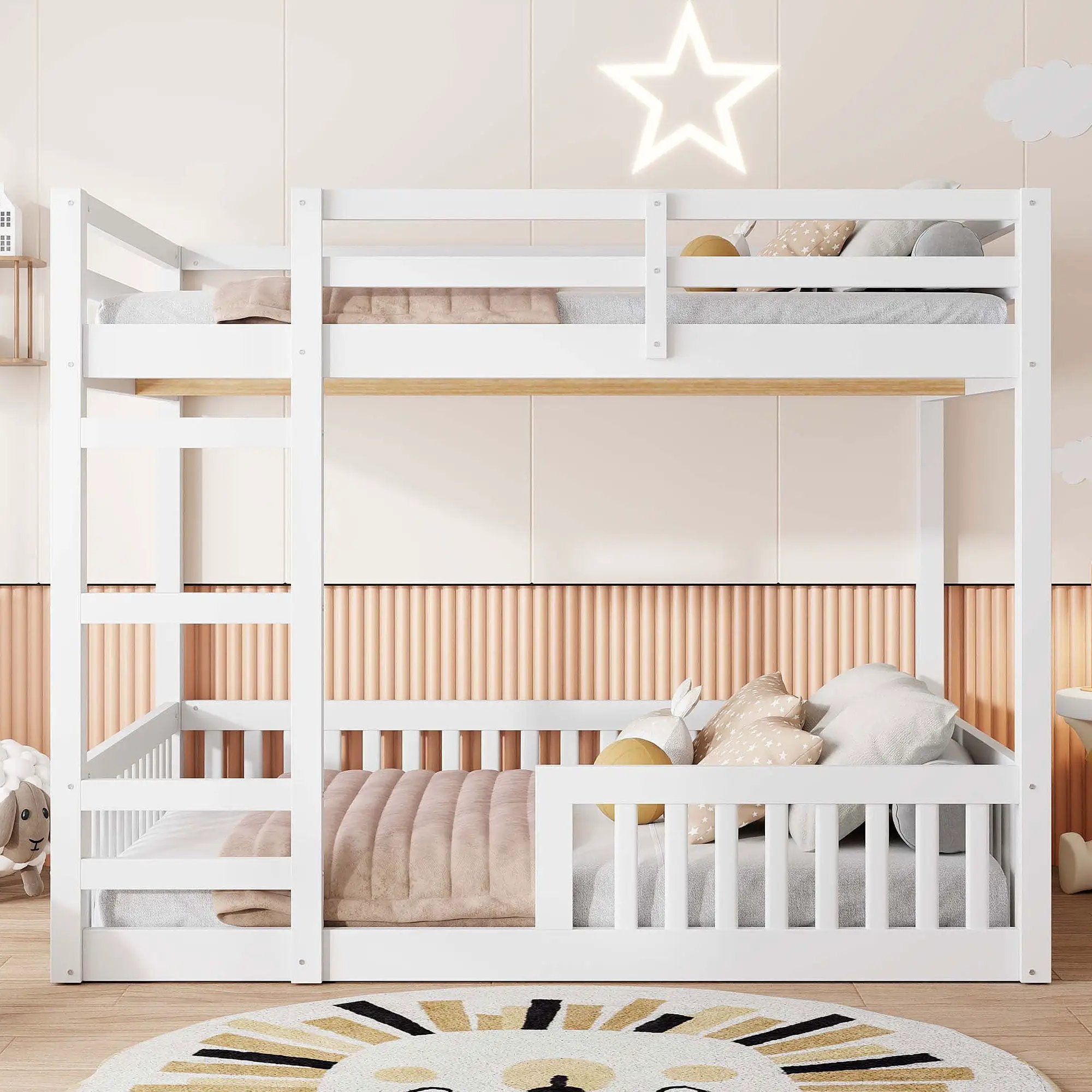 Stylish Bunk Bed With Ladder And Guardrails by Unique Piece Furniture