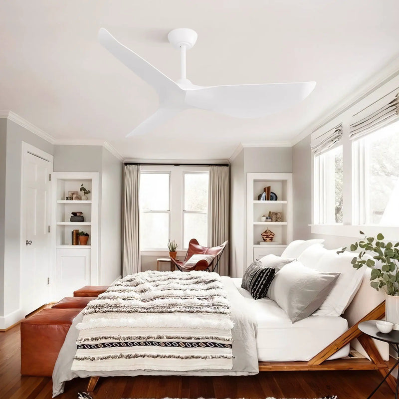 Ceiling Fan Without Light, DC Motor Remote Control Fan For Indoor / Outdoor Use - White by Unique Piece Furniture