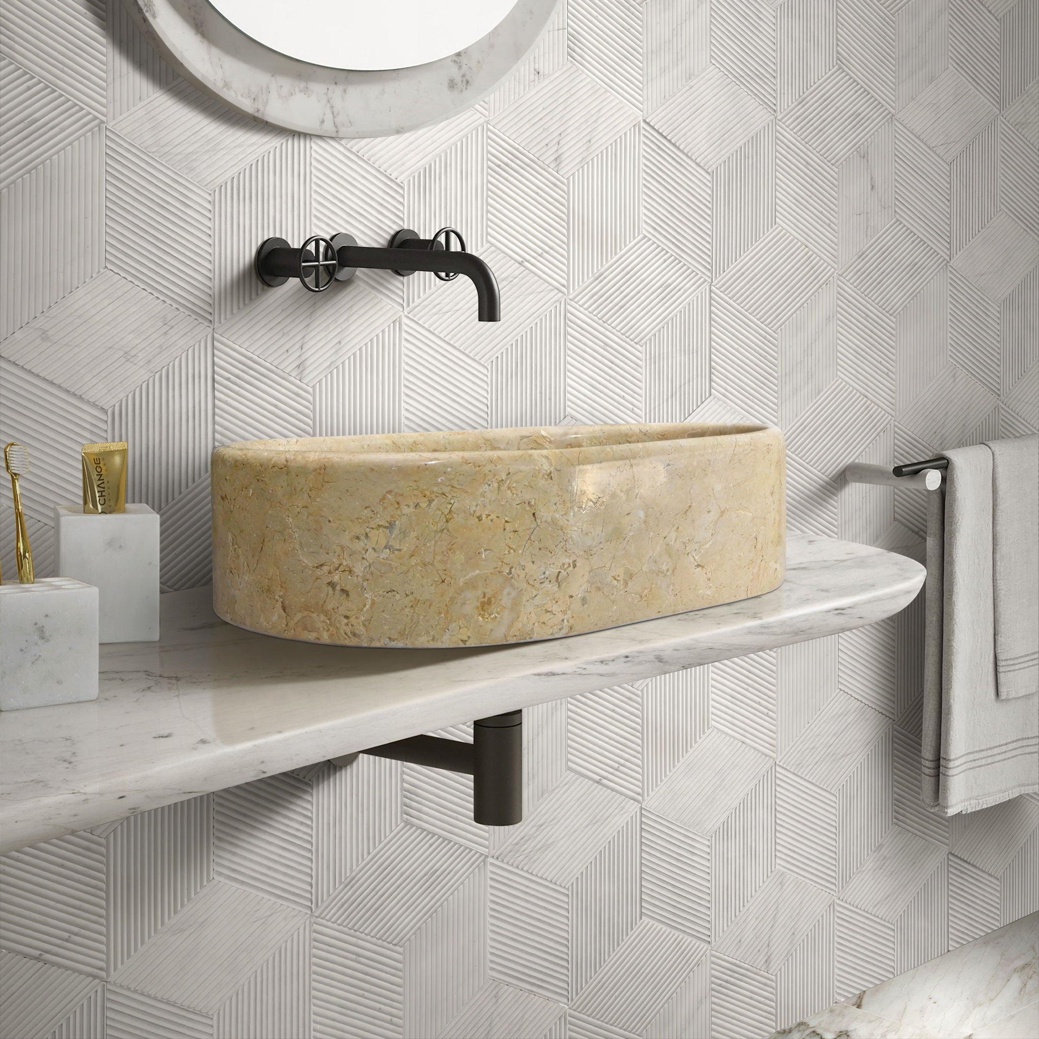 Bathroom Vessel Sink, Semi Polished Surface by HouseOfZazla
