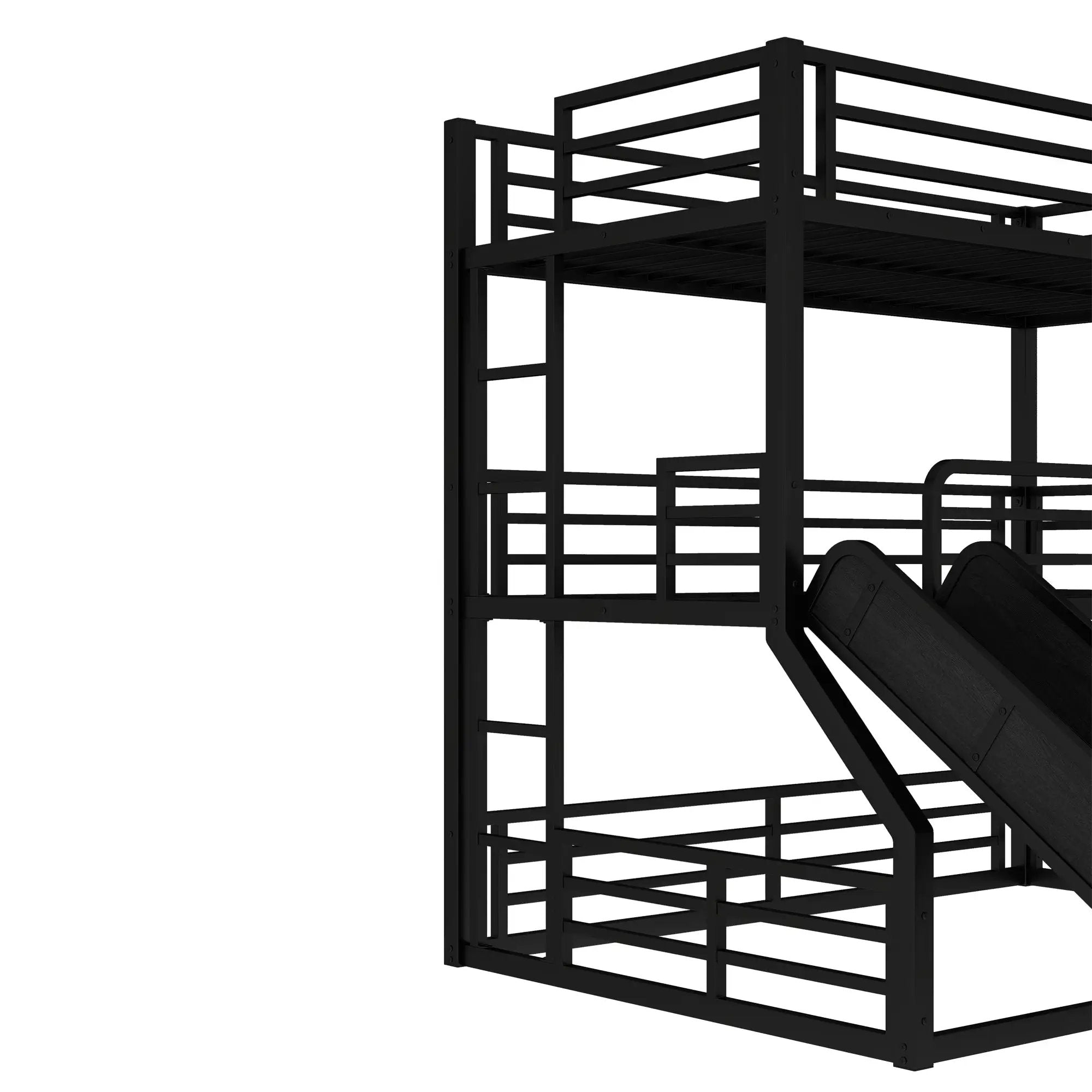 Twin Over Twin Over Full Bunk Bed with Slide by HouseOfZazla