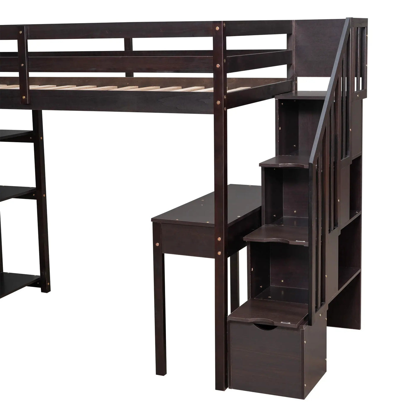 Loft Bed With Storage Drawers, Desk And Stairs With Shelves by Unique Piece Furniture