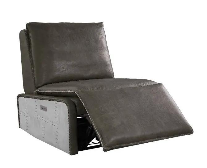 Metier - Power Motion Recliner - Gray Top Grain Leather & Aluminum by Unique Piece Furniture