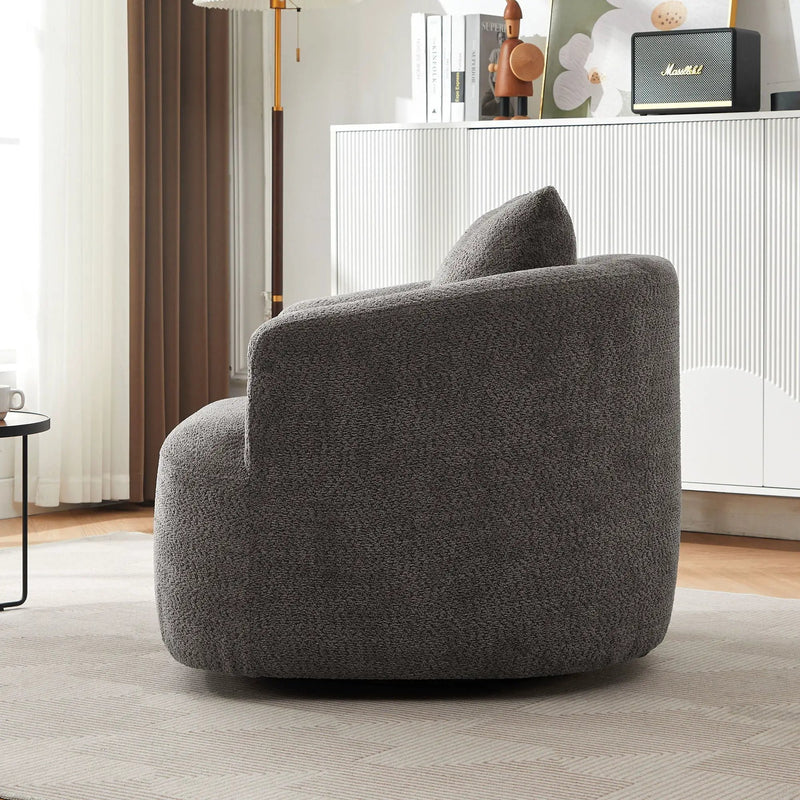 360° Swivel Barrel Sofa Chair With Throw Pillow, Upholstered Accent Chair by HouseOfZazla