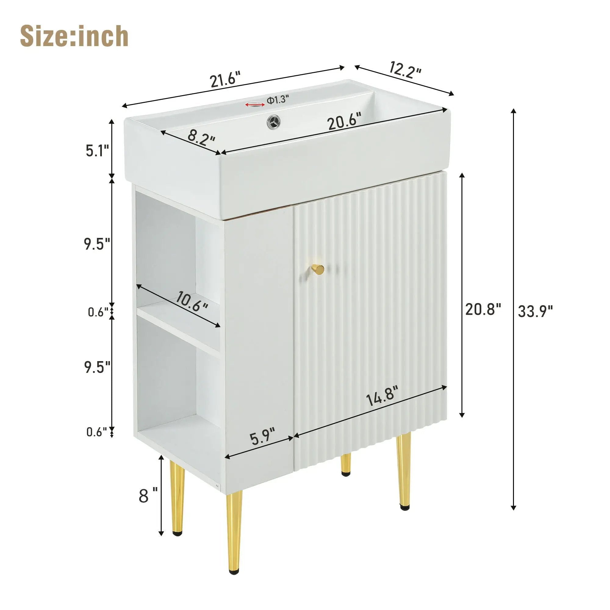 Bathroom Vanity, Combo Cabinet, Bathroom Storage Cabinet, Single Ceramic Sink by Unique Piece Furniture