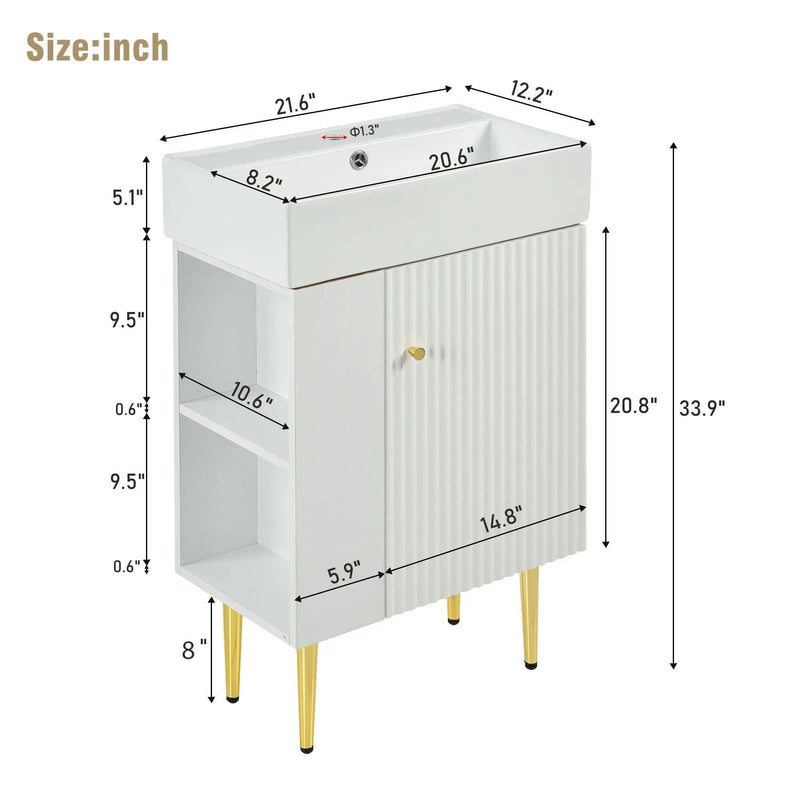 Bathroom Vanity, Combo Cabinet, Bathroom Storage Cabinet, Single Ceramic Sink by HouseOfZazla