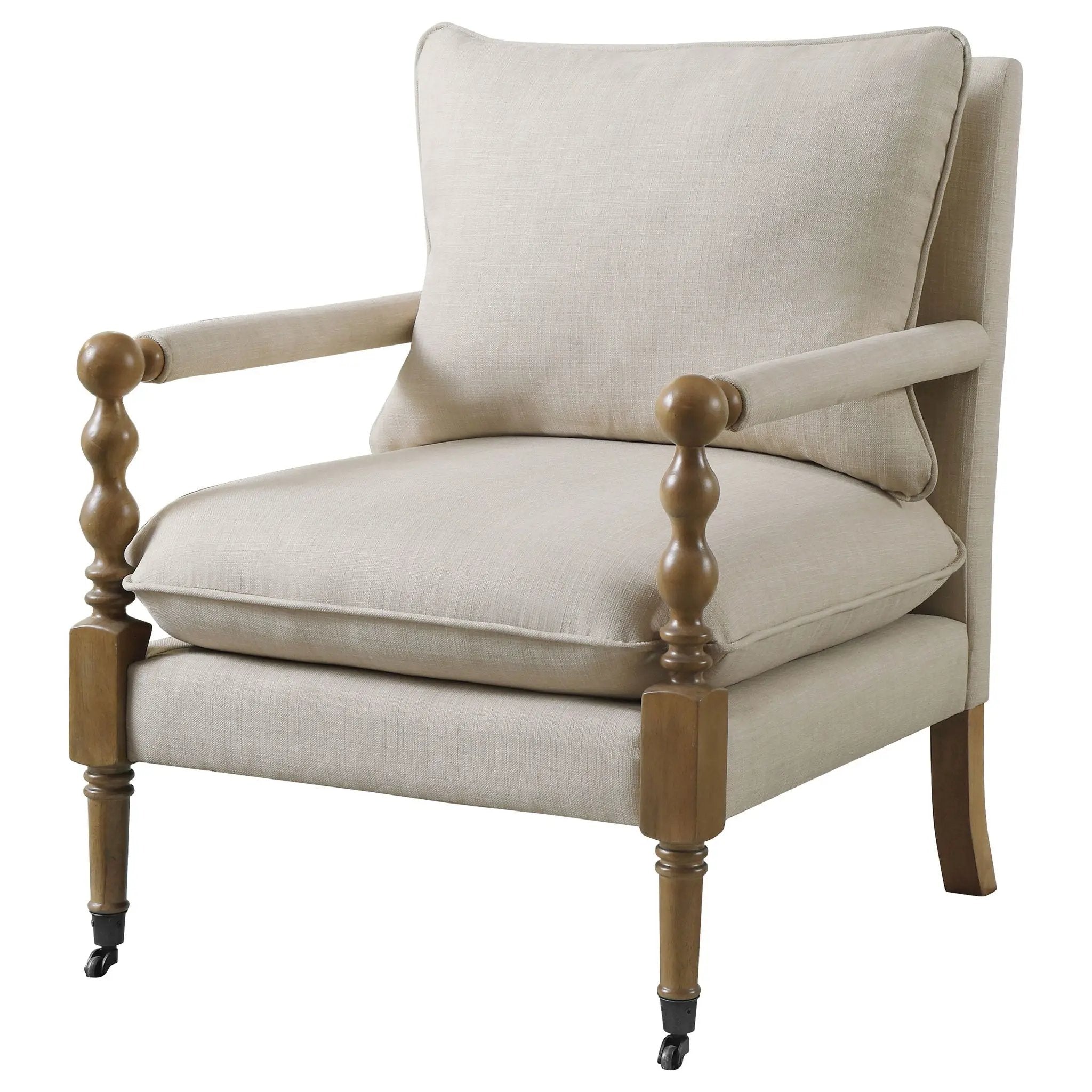 Accent Chair With Turned Legs - Beige by HouseOfZazla