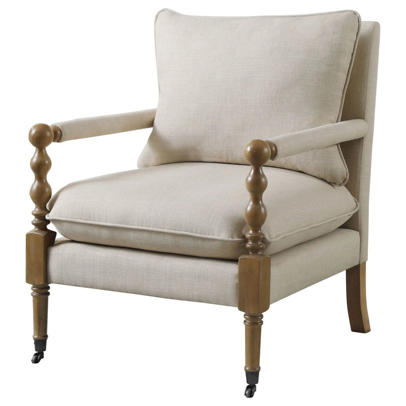 Accent Chair With Turned Legs - Beige by HouseOfZazla