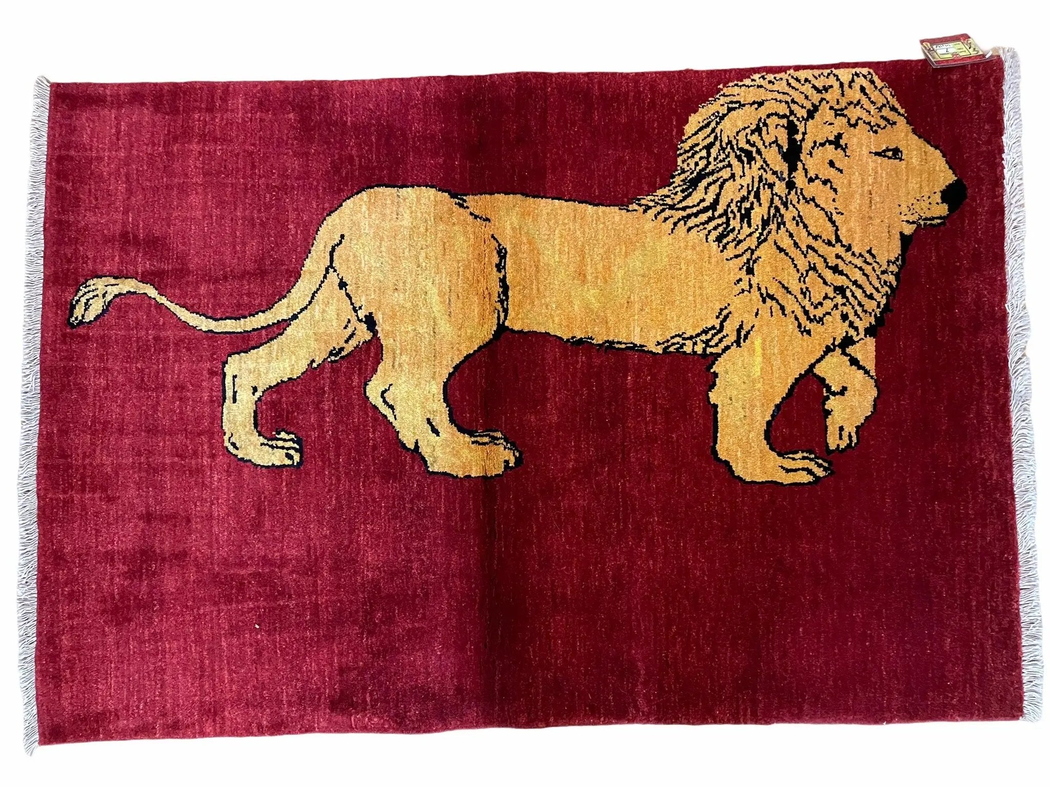 3 X 5 Handmade Hand-Knotted Quality Wool Rug Lion Red Veg Dyes Tribal Pictorial by Jewel Rugs