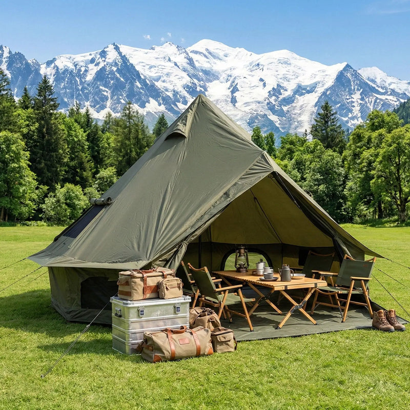 4 Season Bell Tent 9.8 FT Green Waterproof Glamping Tent by HouseOfZazla