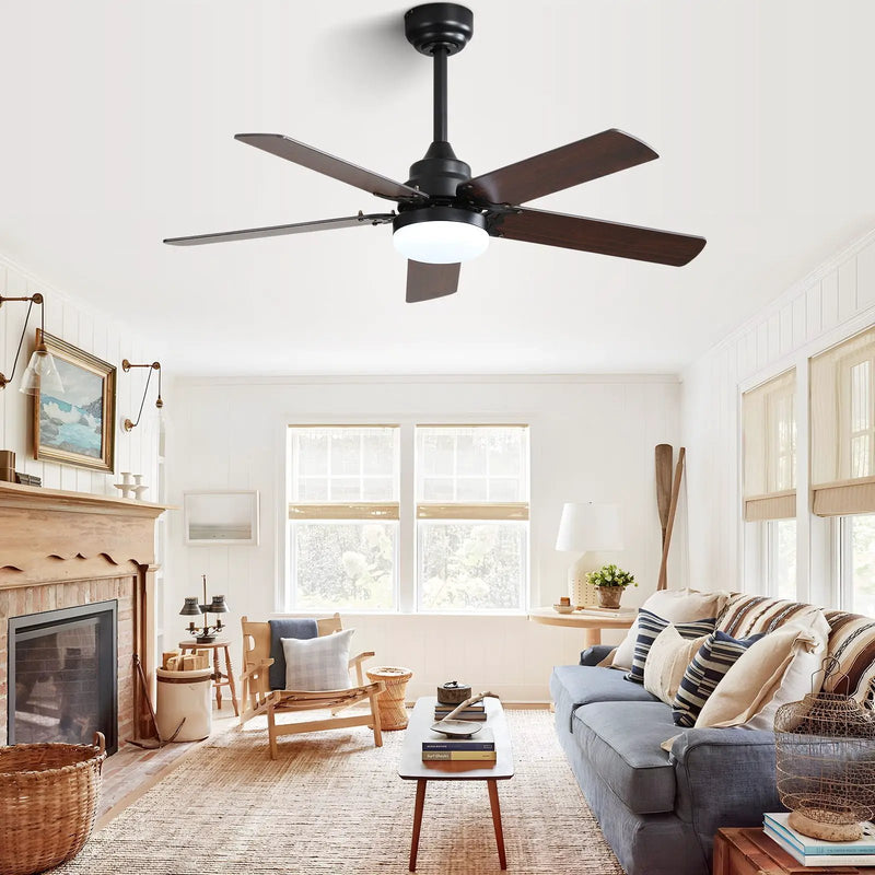 Modern Ceiling Fan With 3 Color Dimmable Light 5 Blades Remote Control Reversible Dc Motor For Bedroom - Black by HouseOfZazla