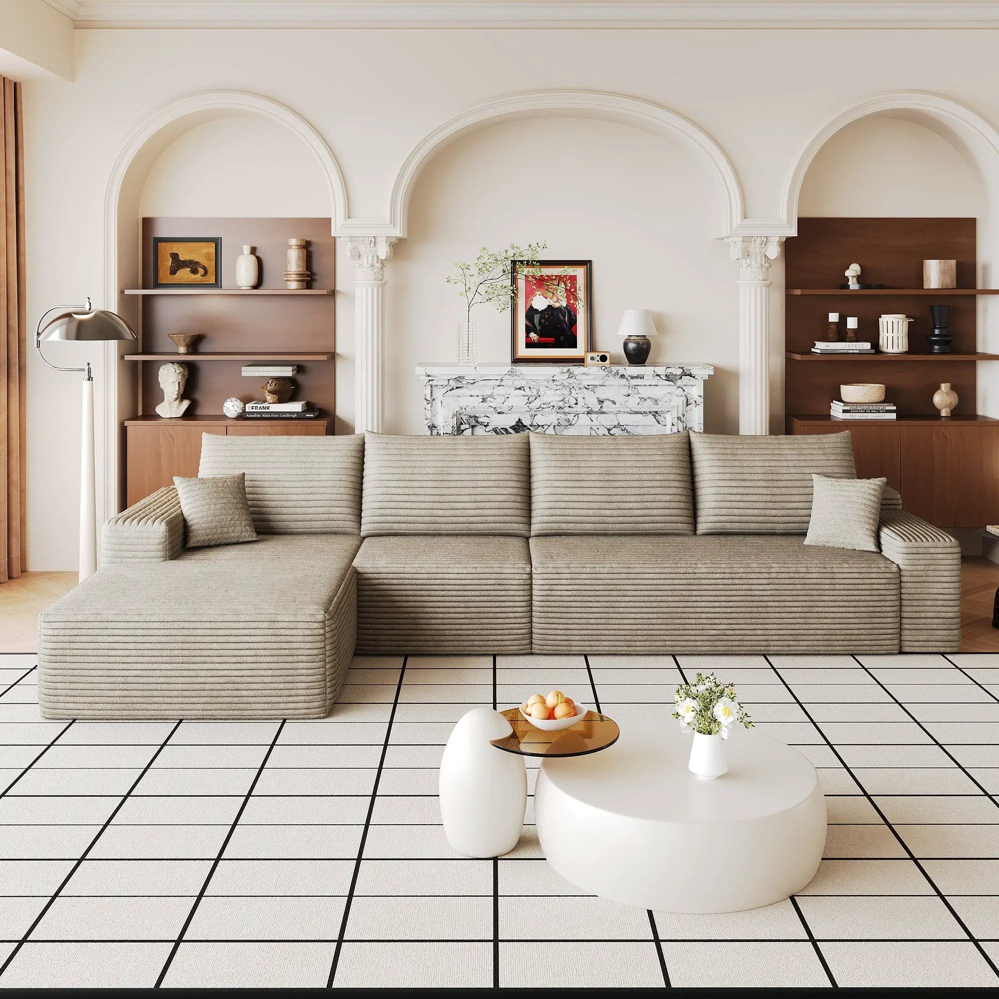 135" Cloud Sectional Couch with L-Shape Chaise by HouseOfZazla