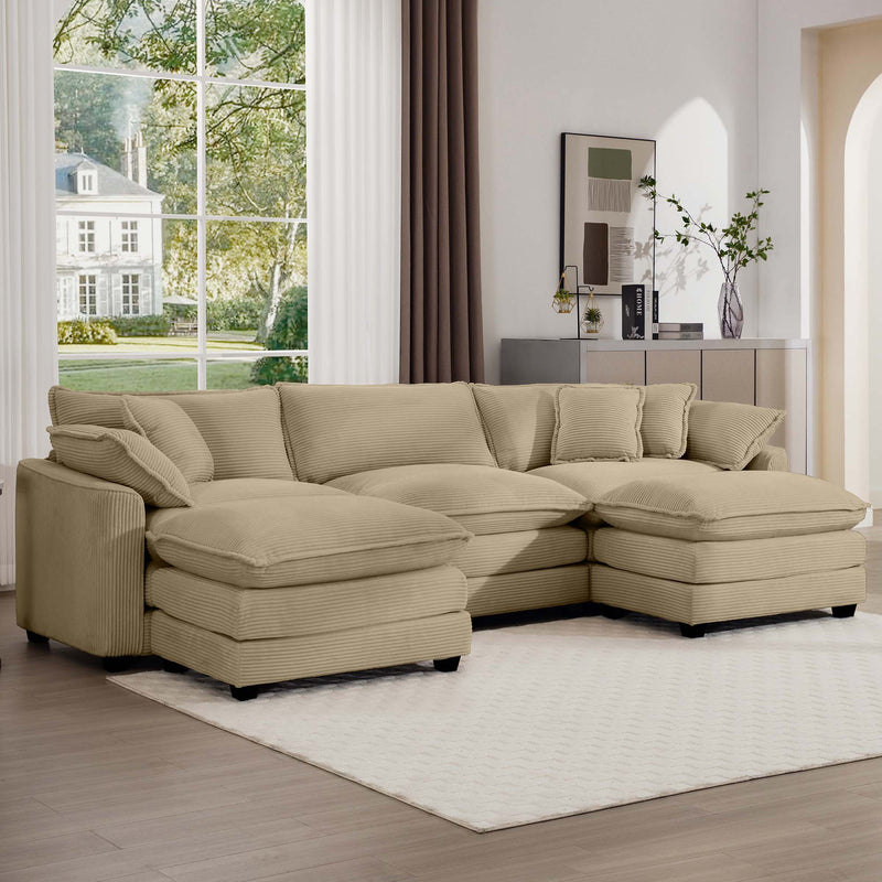 Modern Oversized Modular Cushion Sofa With Ottoman, Low Back, Deep Seating Sofa Set by Unique Piece Furniture