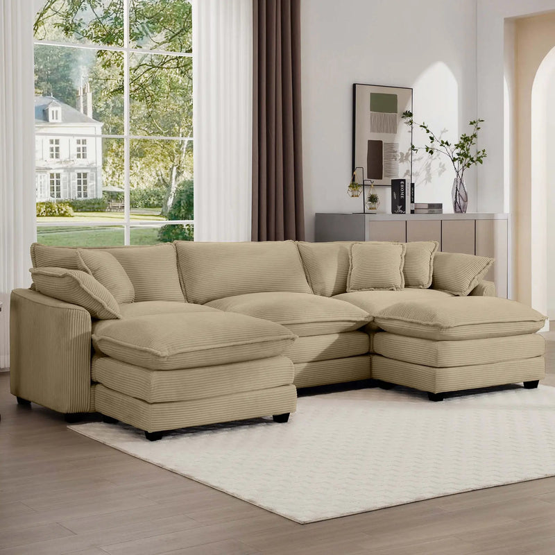 Modern Oversized Modular Cushion Sofa With Ottoman, Low Back, Deep Seating Sofa Set by HouseOfZazla