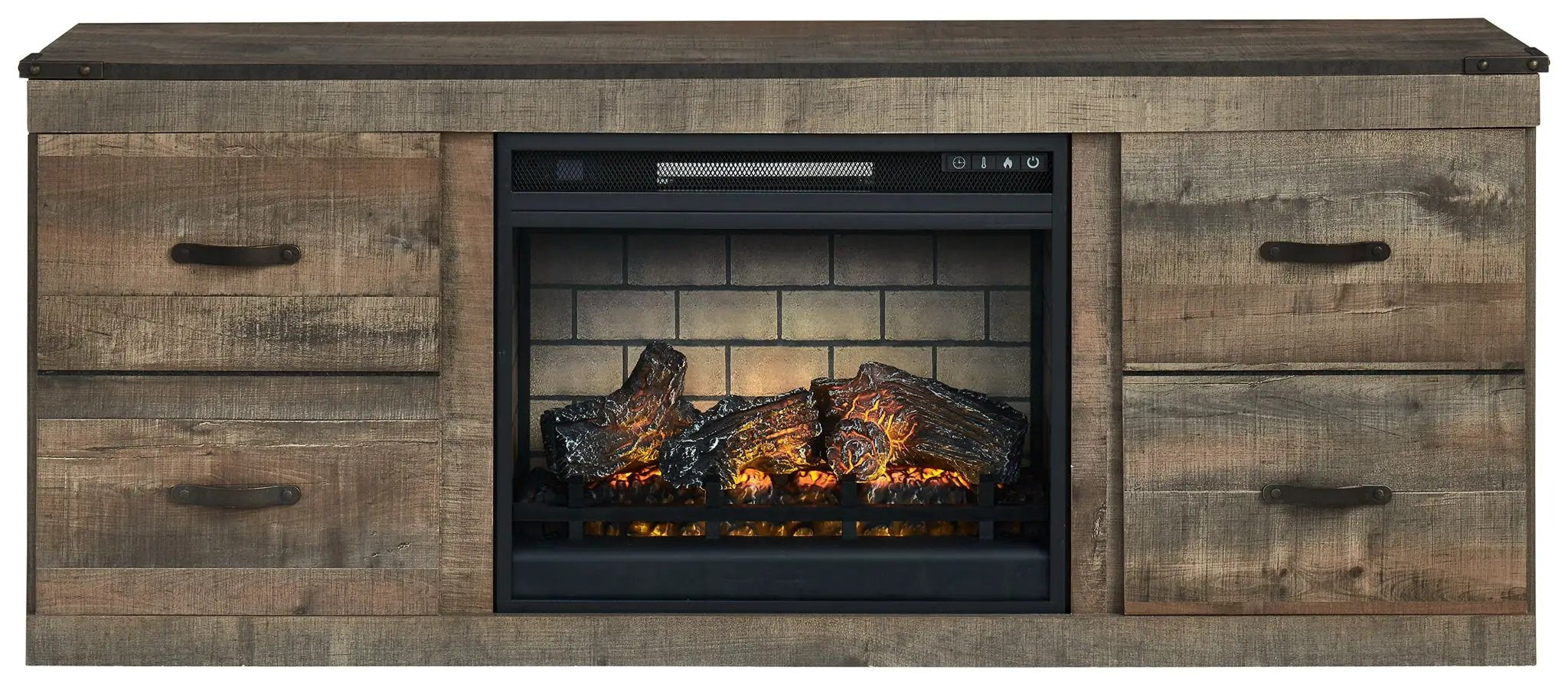 Trinell - TV Stand With Electric Fireplace - Brown by Unique Piece Furniture