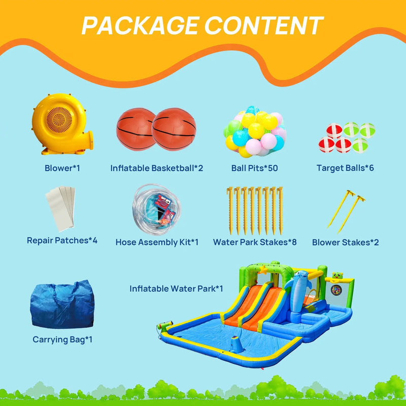 9-in-1 Inflatable Bounce House with Water Features for Kids by HouseOfZazla
