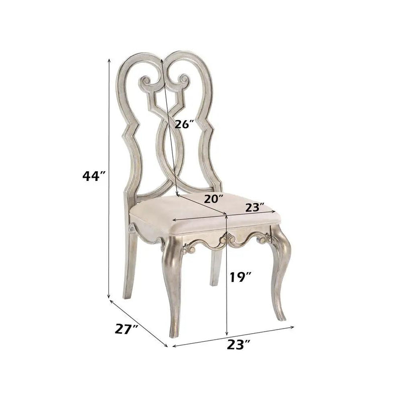 Esteban - Side Chair (Set of 2) - Ivory Velvet & Antique Champagne by Unique Piece Furniture