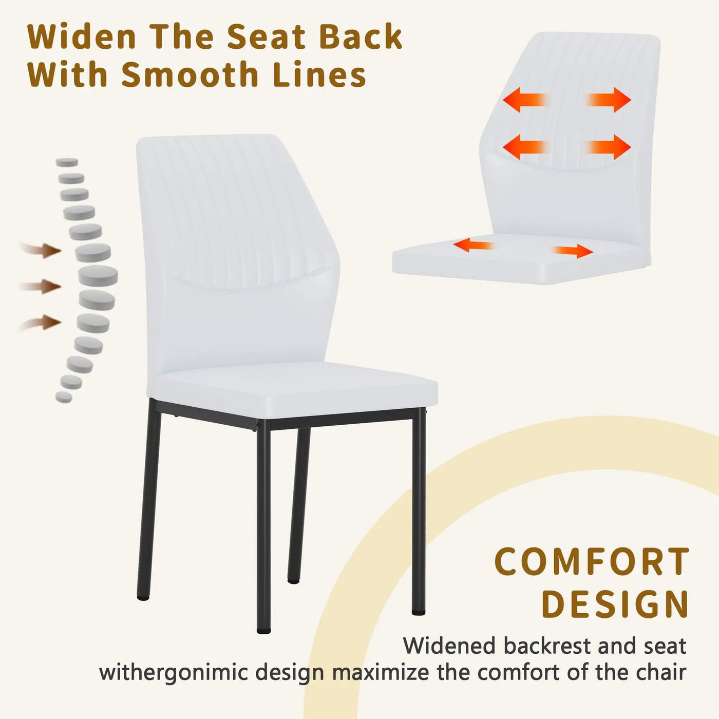 Ergonomic Simple Chair With Metal Leg by Unique Piece Furniture