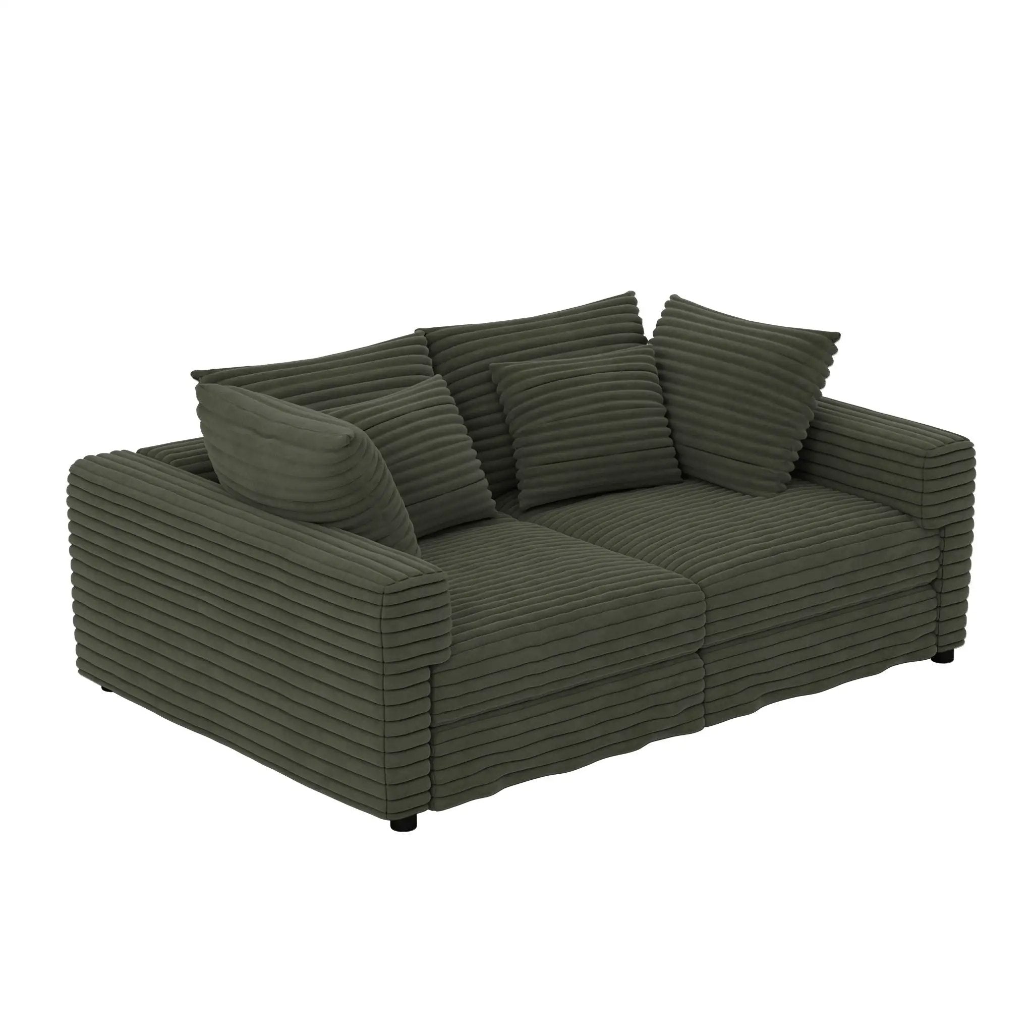Convertible Deep Seat Sofa With Soft Pillows And Ottomans