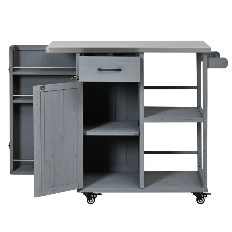 Outdoor Kitchen Island Fir Wood Prep Station with Stainless Steel Top by HouseOfZazla
