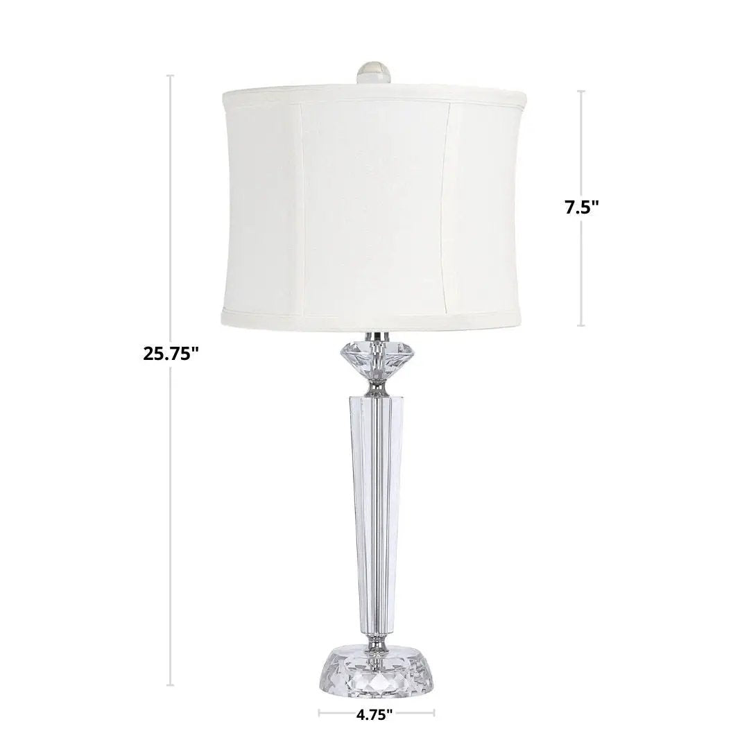 Diamond - Torch Contemporary Crystal Table Lamp (Set of 2) - Clear / Off White / Polished Nickel by HouseOfZazla