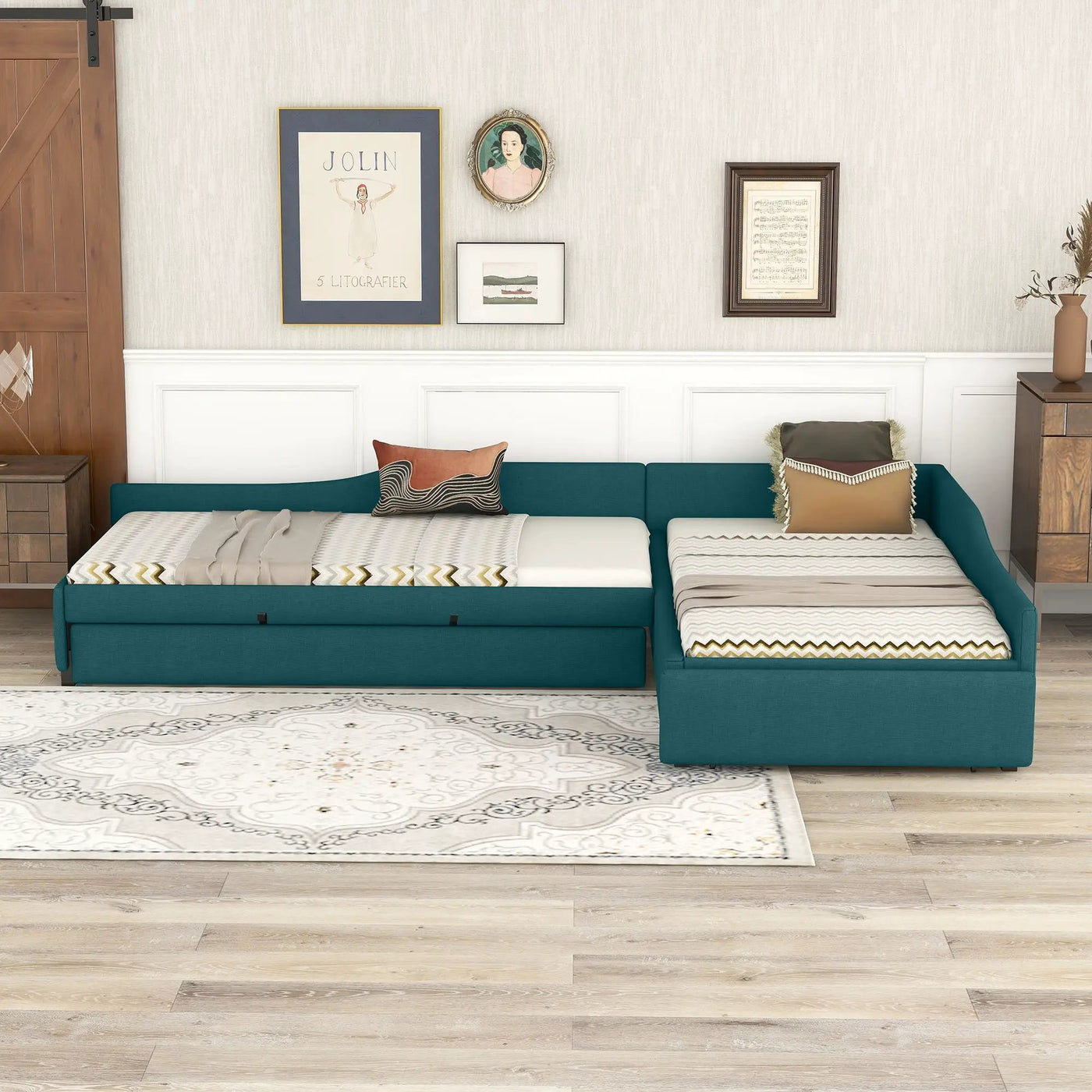 Upholstered Double Daybed With Trundle And Drawer by HouseOfZazla