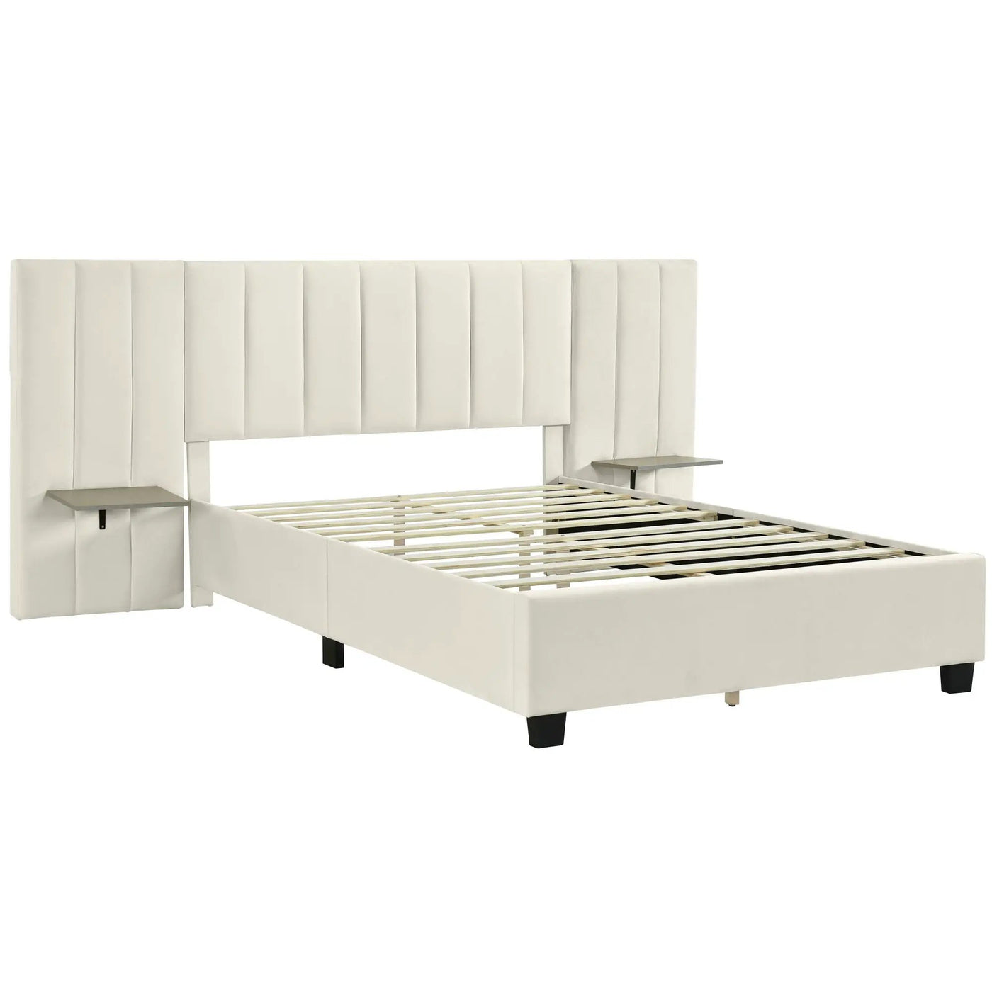 Upholstered Platform Bed With Big Headboard by Unique Piece Furniture