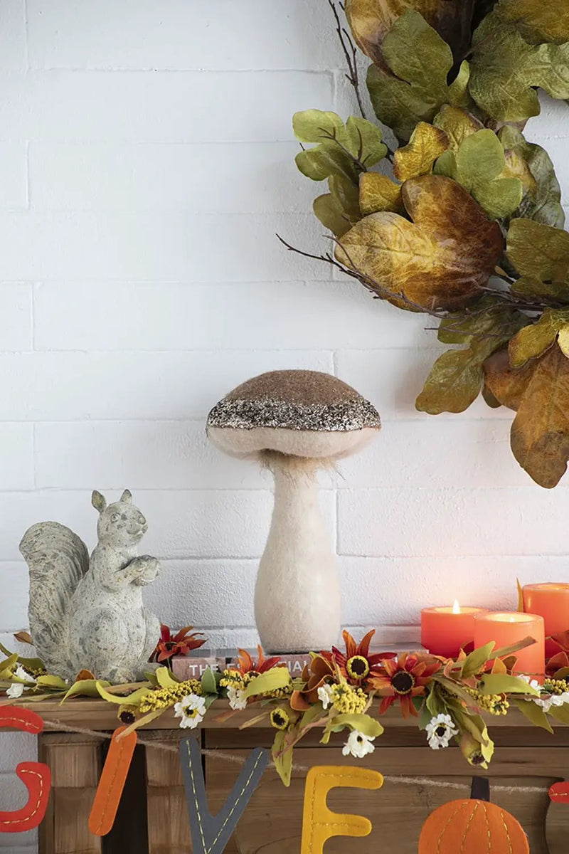 Mushroom Holiday Ornament, For Harvest Festival Fall Festival & Thanksgiving Table Decorations (Set of 2) - Beige / Light Brown by HouseOfZazla