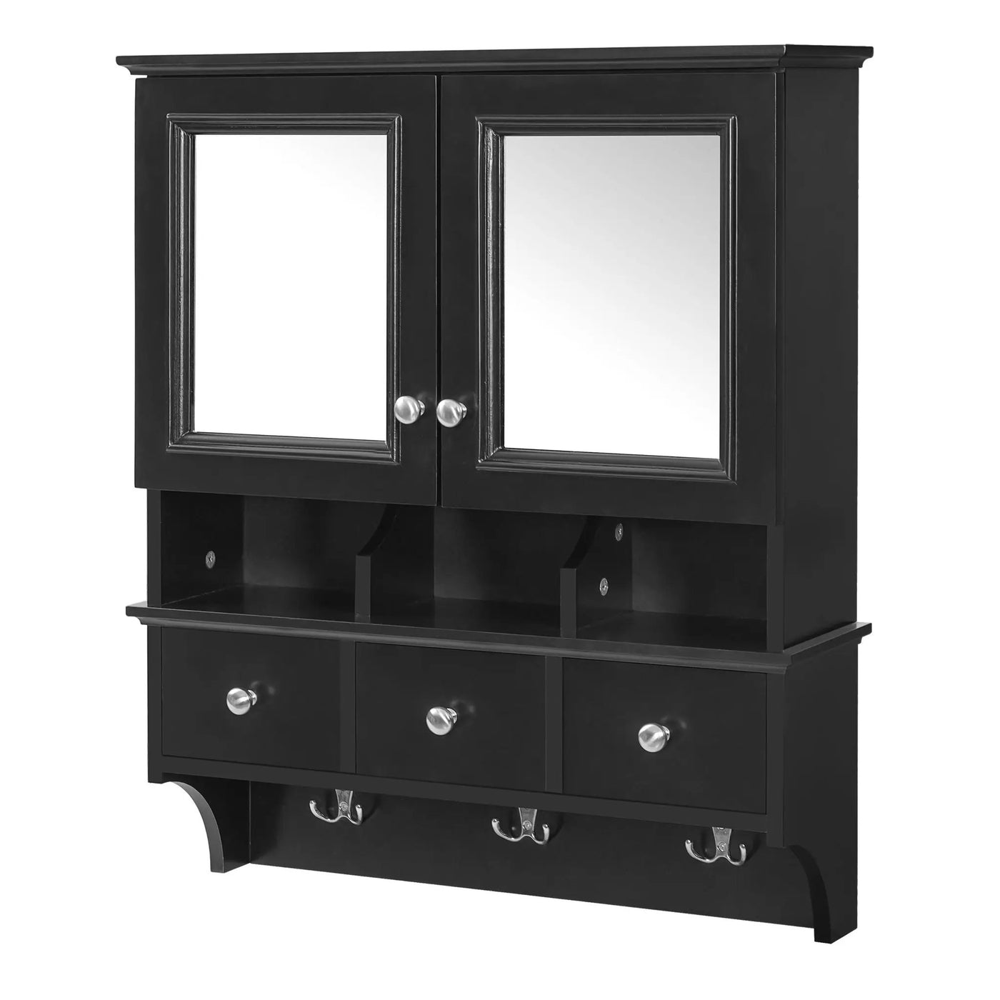 Modern Bathroom Mirror Cabinet With Drawers, Organizer Hooks, And High-Definition Mirrors by HouseOfZazla