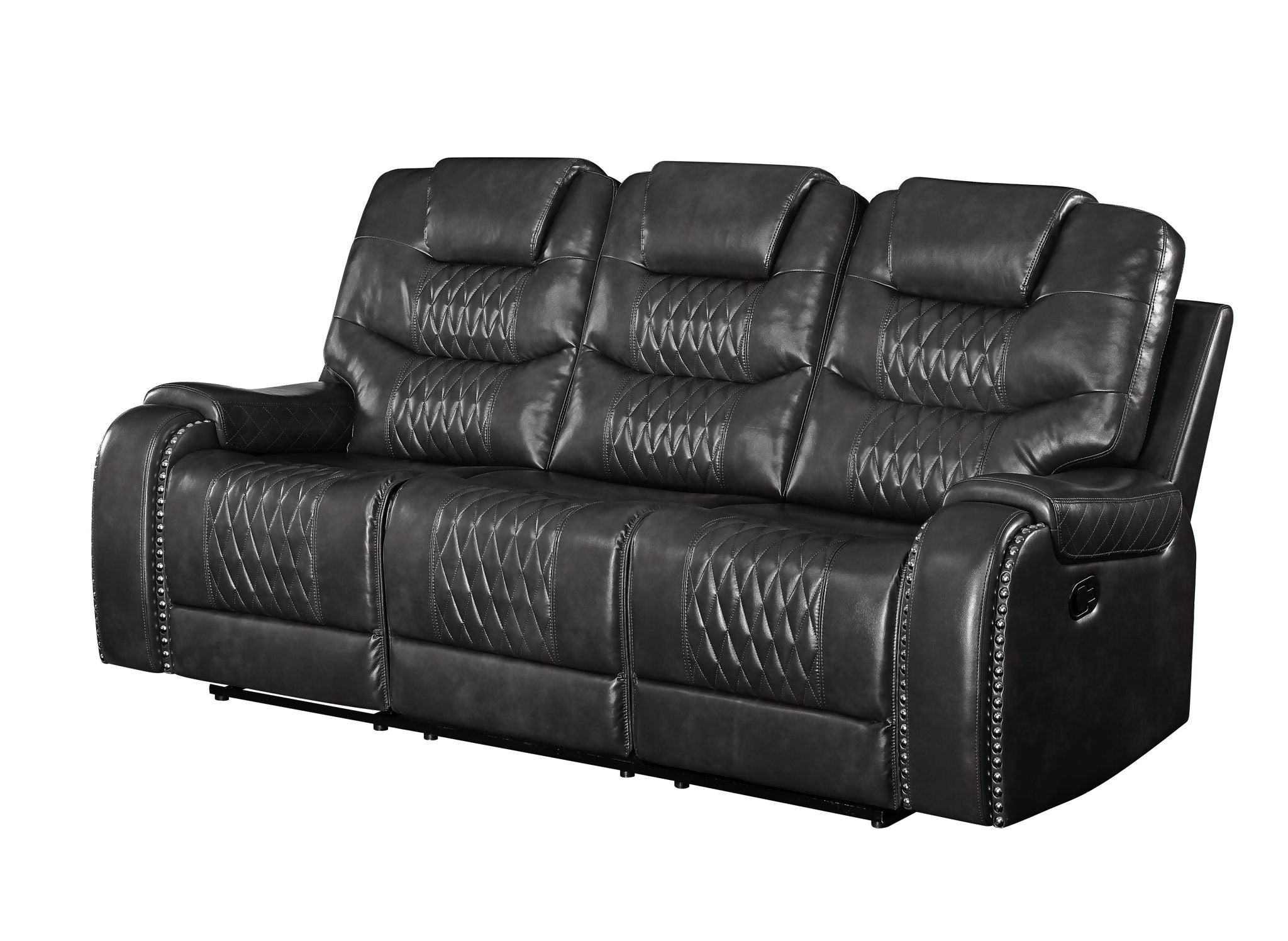 Braylon - Magnetite Synthetic Leather Manual Recliner Sofa - Brown by HouseOfZazla