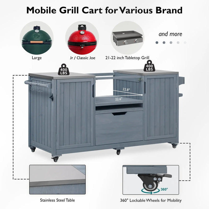 K&K 66.5" Outdoor Kitchen Island for Big Green Egg Grills by HouseOfZazla