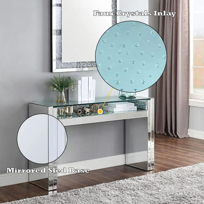 Nysa - Sofa Table - Mirrored & Faux Crystals by Unique Piece Furniture