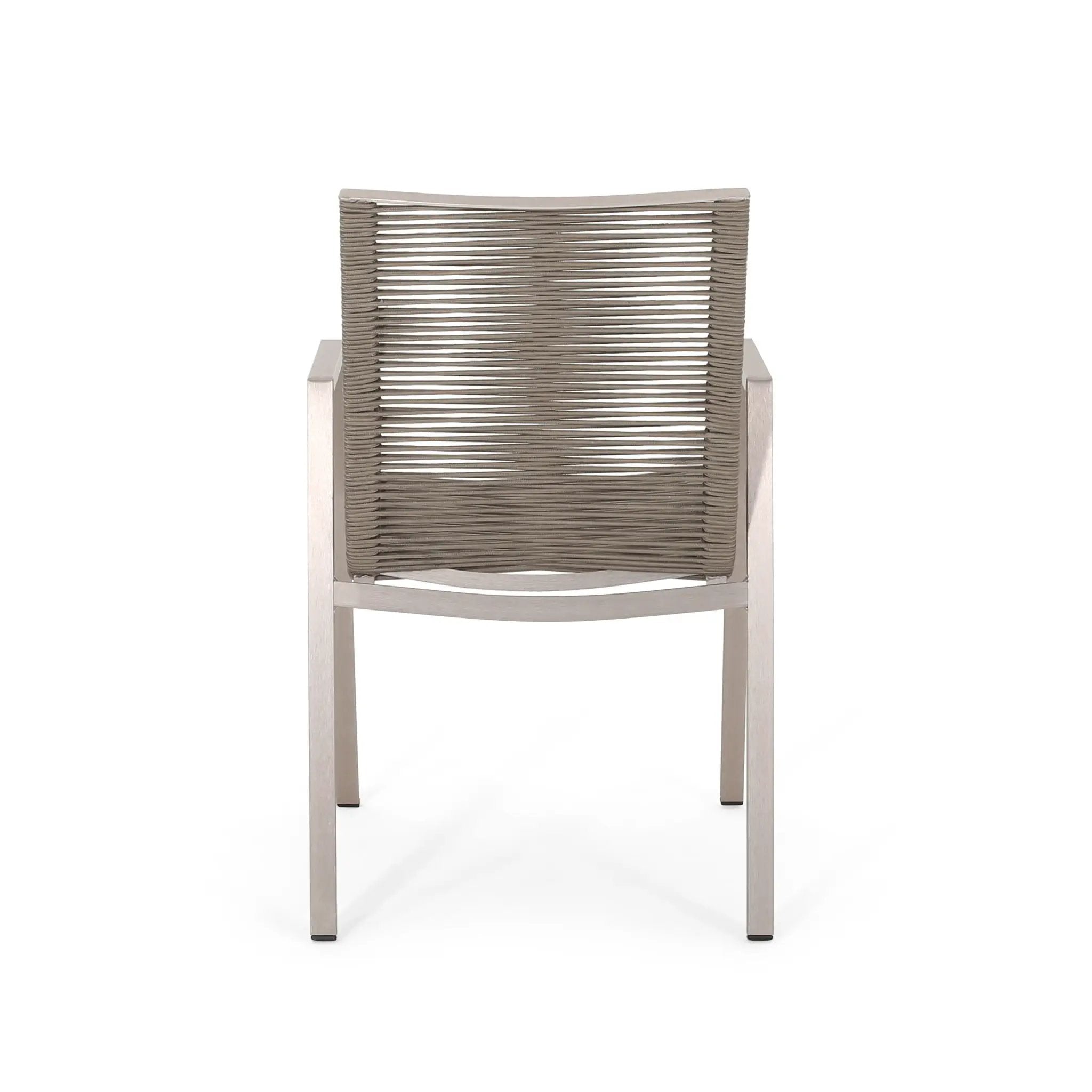Outdoor Modern Aluminum Dining Chair Set With Rope Sea (Set of 2) by HouseOfZazla