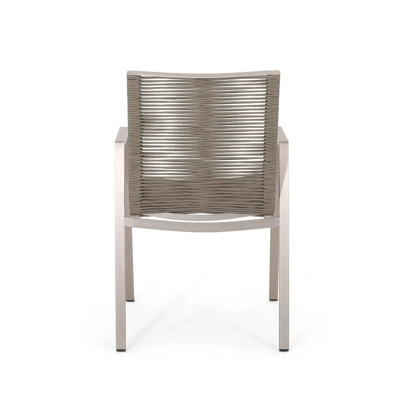Outdoor Modern Aluminum Dining Chair Set With Rope Sea (Set of 2) by HouseOfZazla