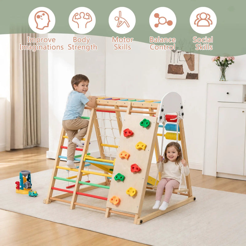 9-in-1 Foldable Kids Climbing Frame & Slide by HouseOfZazla