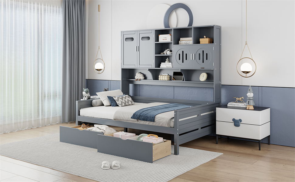 Daybed With All-In-One Cabinet And Shelf by HouseOfZazla