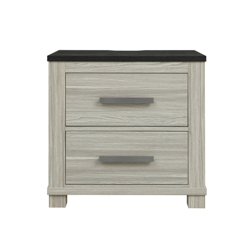Augusta - Nightstand With Top, 2 Drawers, Block Feet - Beige Brown by Unique Piece Furniture