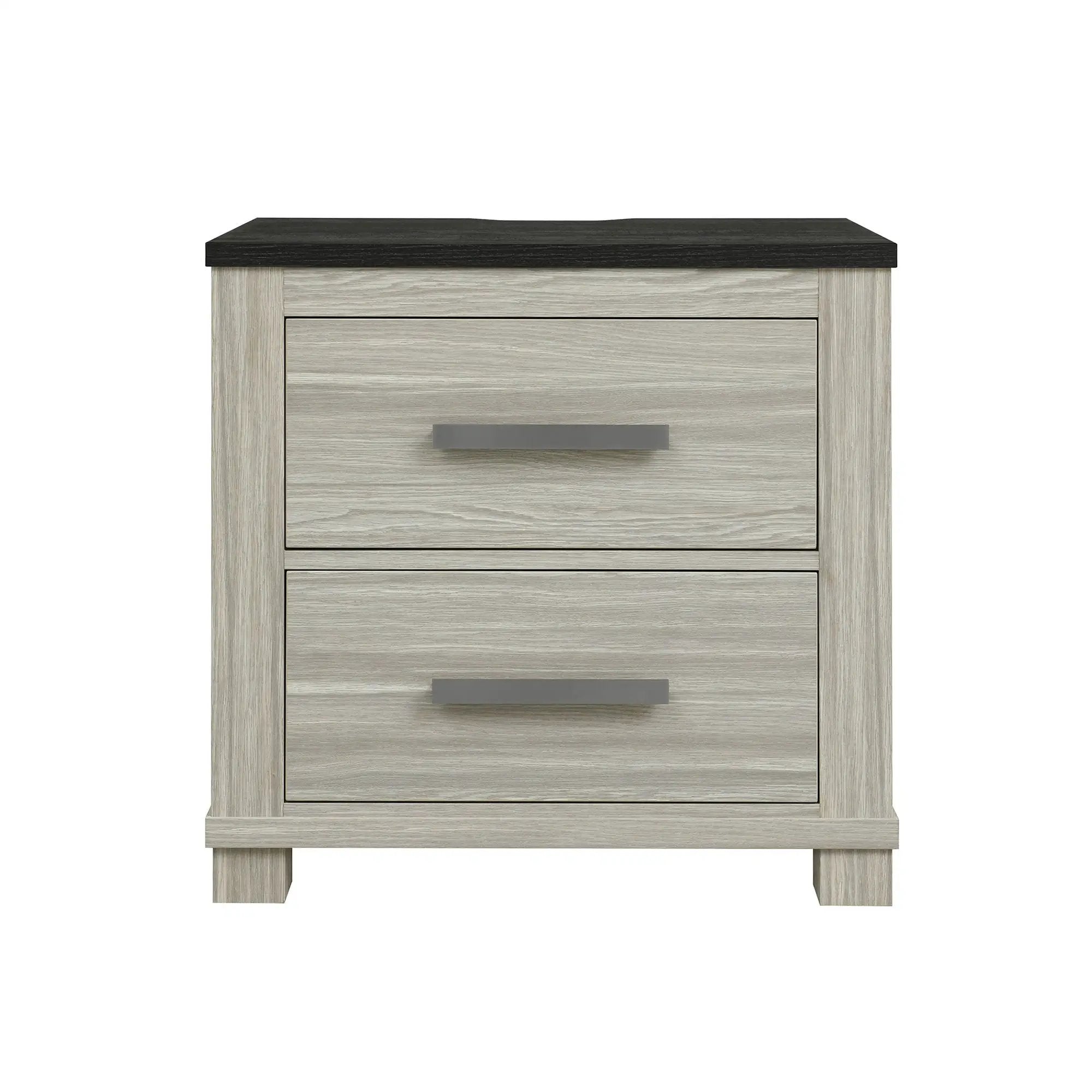 Augusta - Nightstand With Top, 2 Drawers, Block Feet - Beige Brown by HouseOfZazla