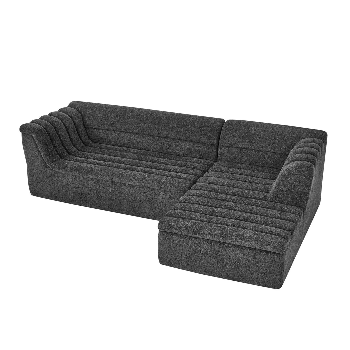 Upholstered L-Shaped Modular Sectional Sofa With Chaise, Wave-Shaped Armrest by Unique Piece Furniture
