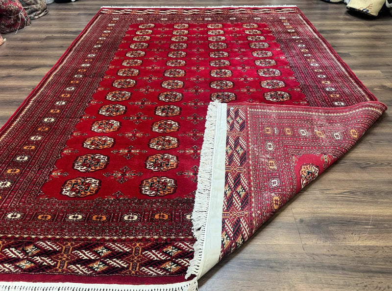 Red Turkoman Bokhara Rug 8x11, Pakistani Turkmen Carpet, Vintage Traditional Area Rug by Jewel Rugs