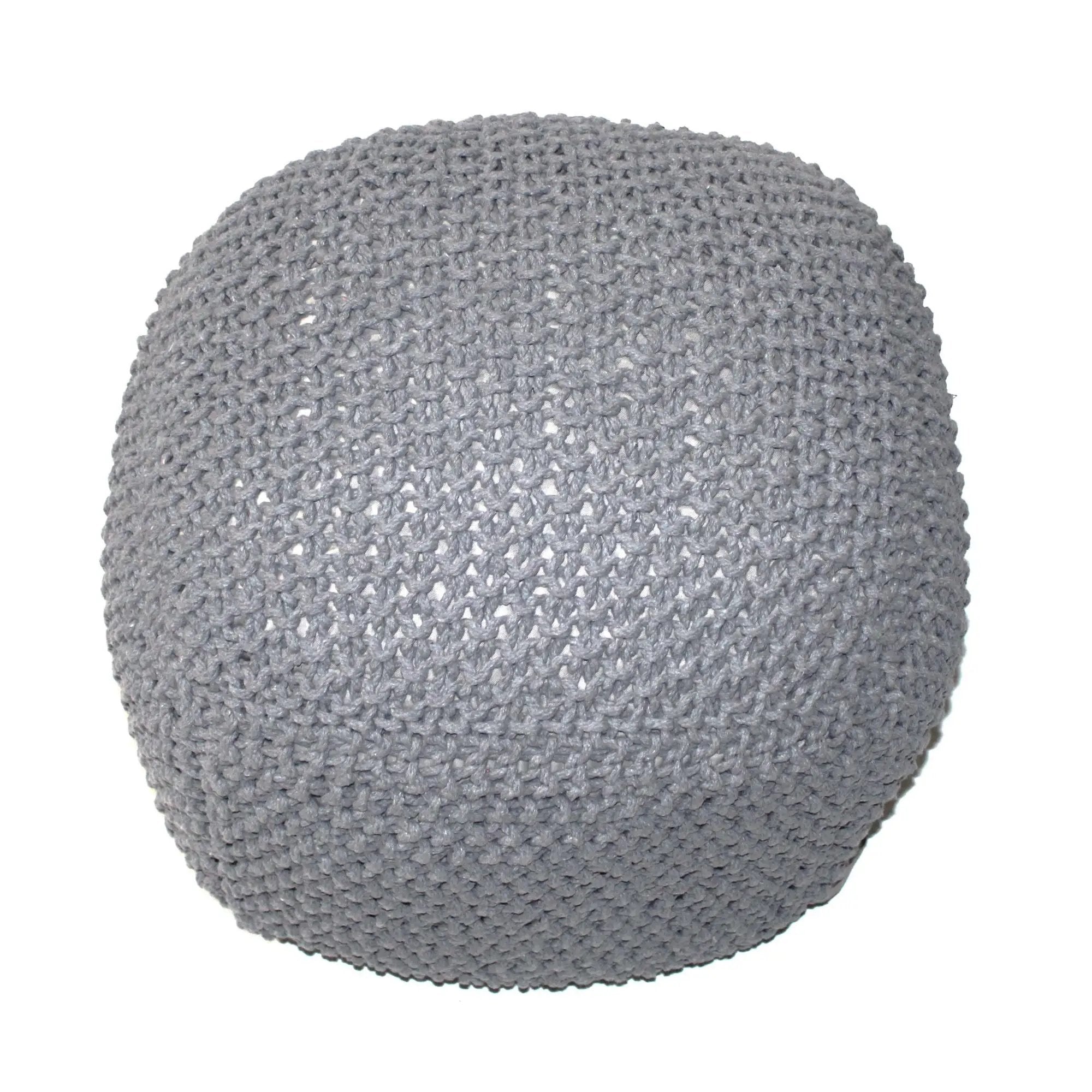 Semi Rounded Pouf, Cable Knitted, Perfect Seating by HouseOfZazla