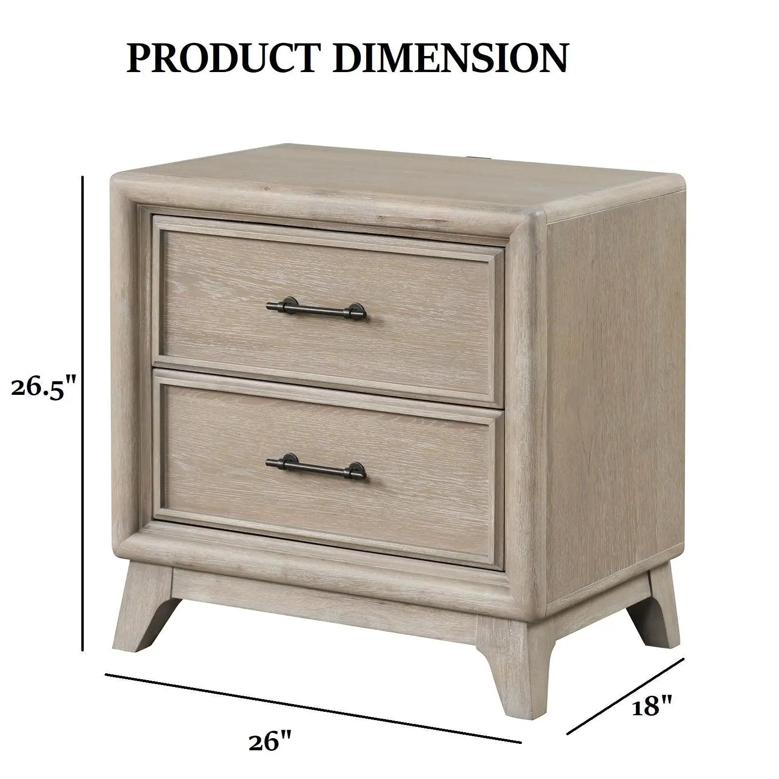 1 Piece Nightstand With Angled Feet, Dovetail Drawers, Bedroom Furniture - Oak by Unique Piece Furniture