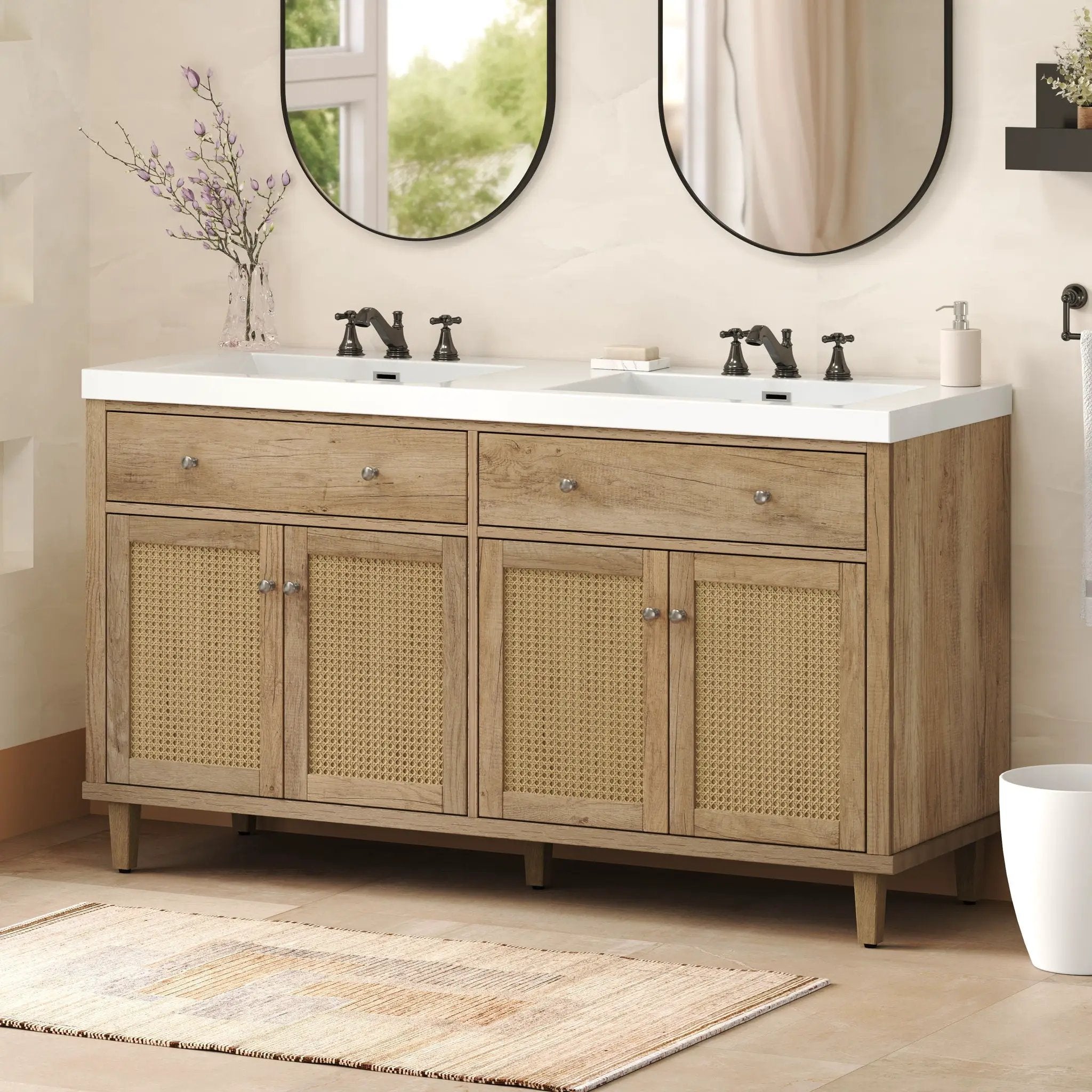 Bathroom Vanity With Double Sink, Large Storage Space by HouseOfZazla
