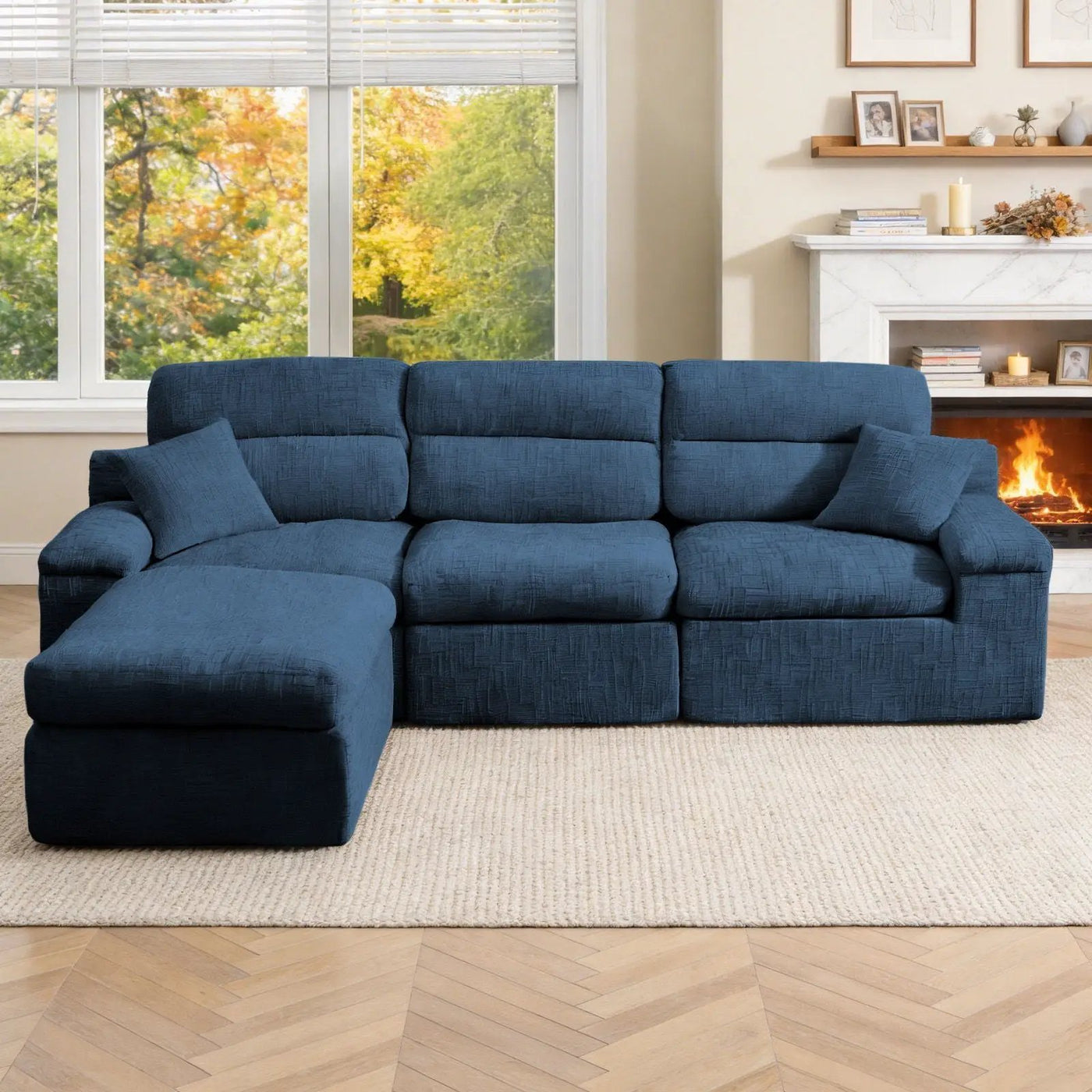 Corner Chaise Sofa With High Backrest by HouseOfZazla