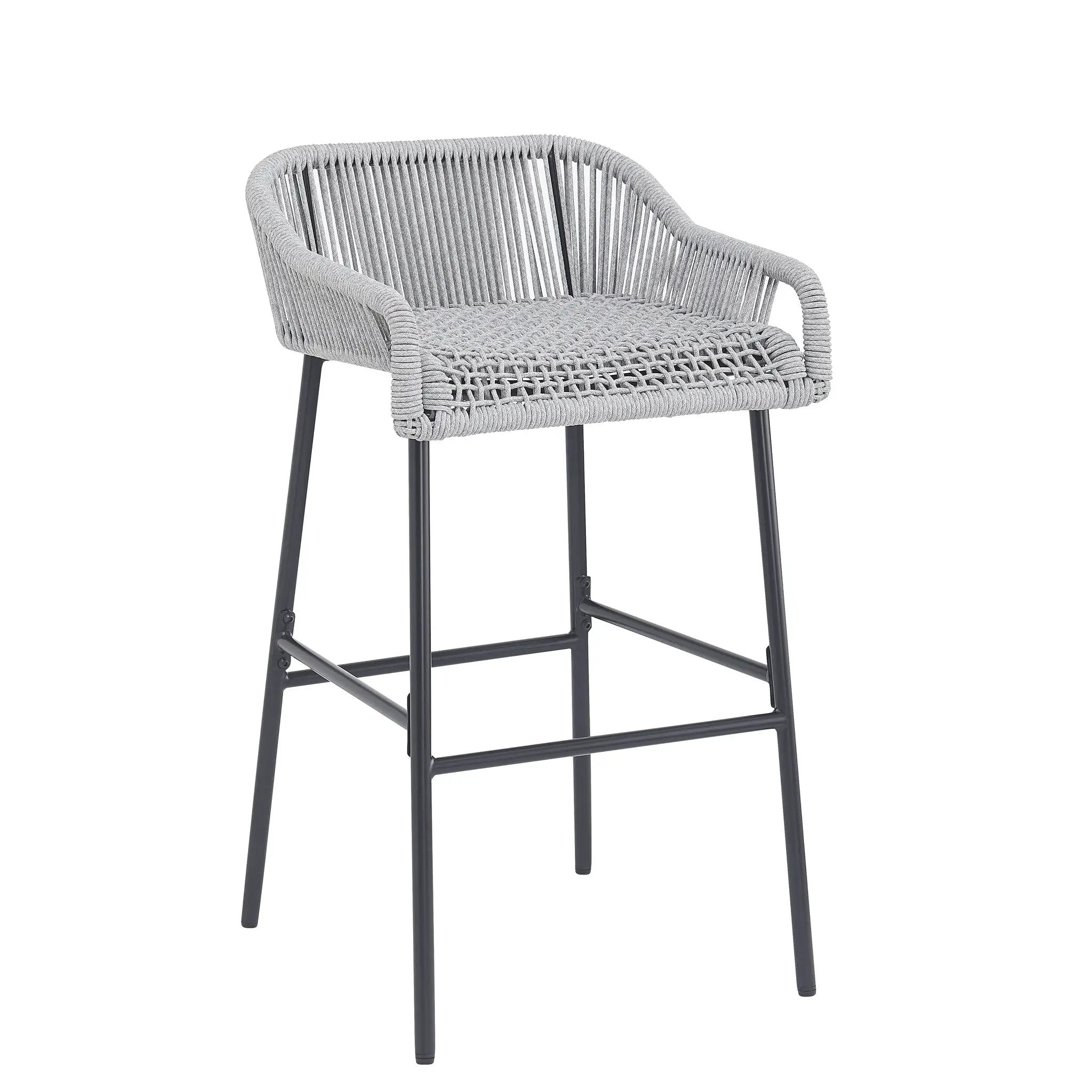 La Push Outdoor Patio Light Gray Rope Bar Stool, Set of 2 by HouseOfZazla