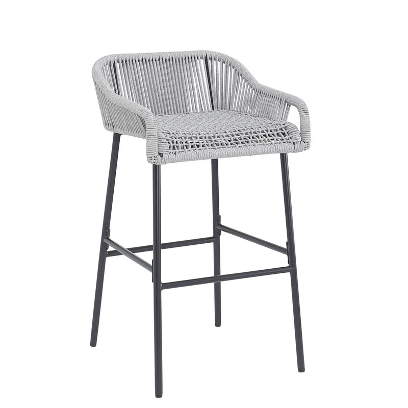La Push Outdoor Patio Light Gray Rope Bar Stool, Set of 2 by HouseOfZazla