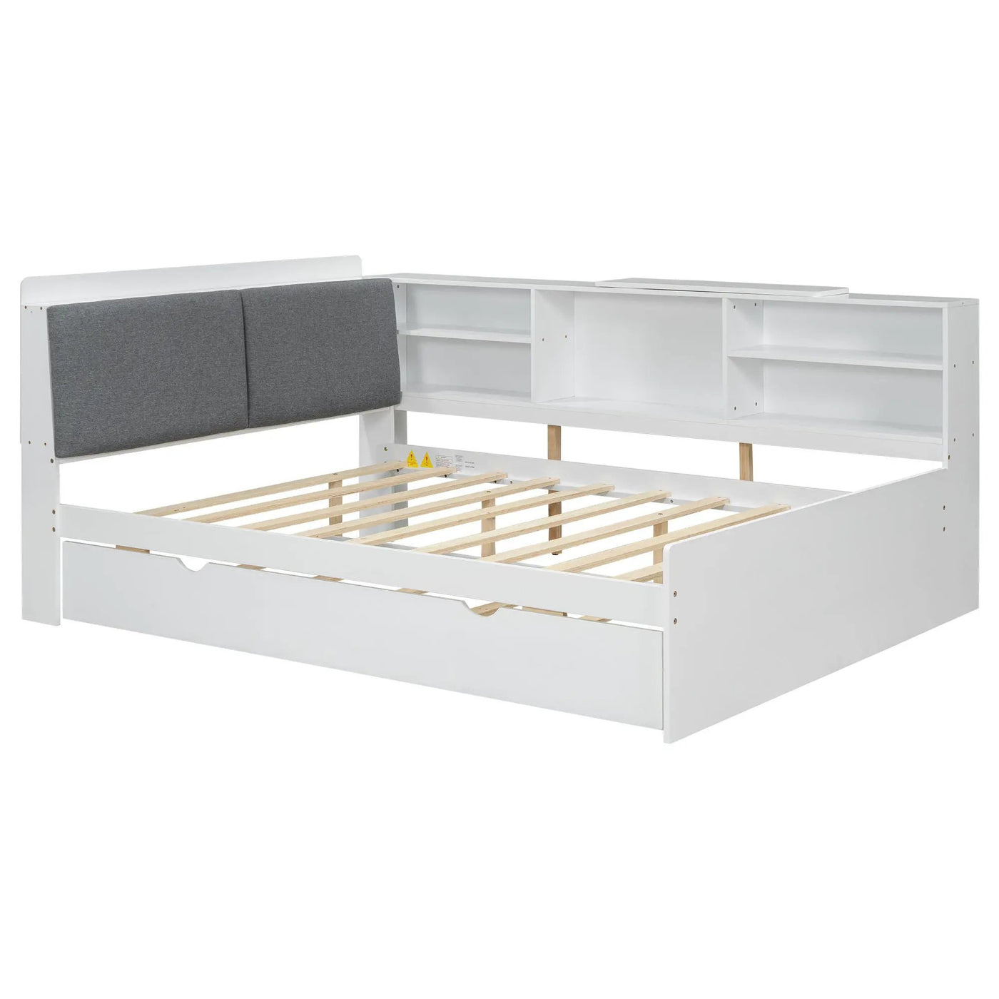 Platform Bed With Trundle, Shelves, And Storage Headboard by HouseOfZazla