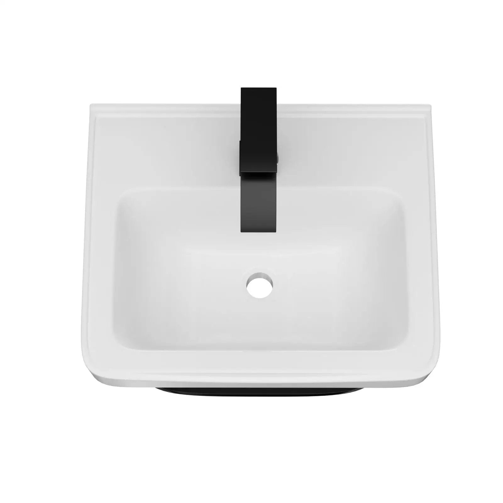 Wall Mounted Bathroom Sink With Towel Bar & Overflow - White / Black by HouseOfZazla