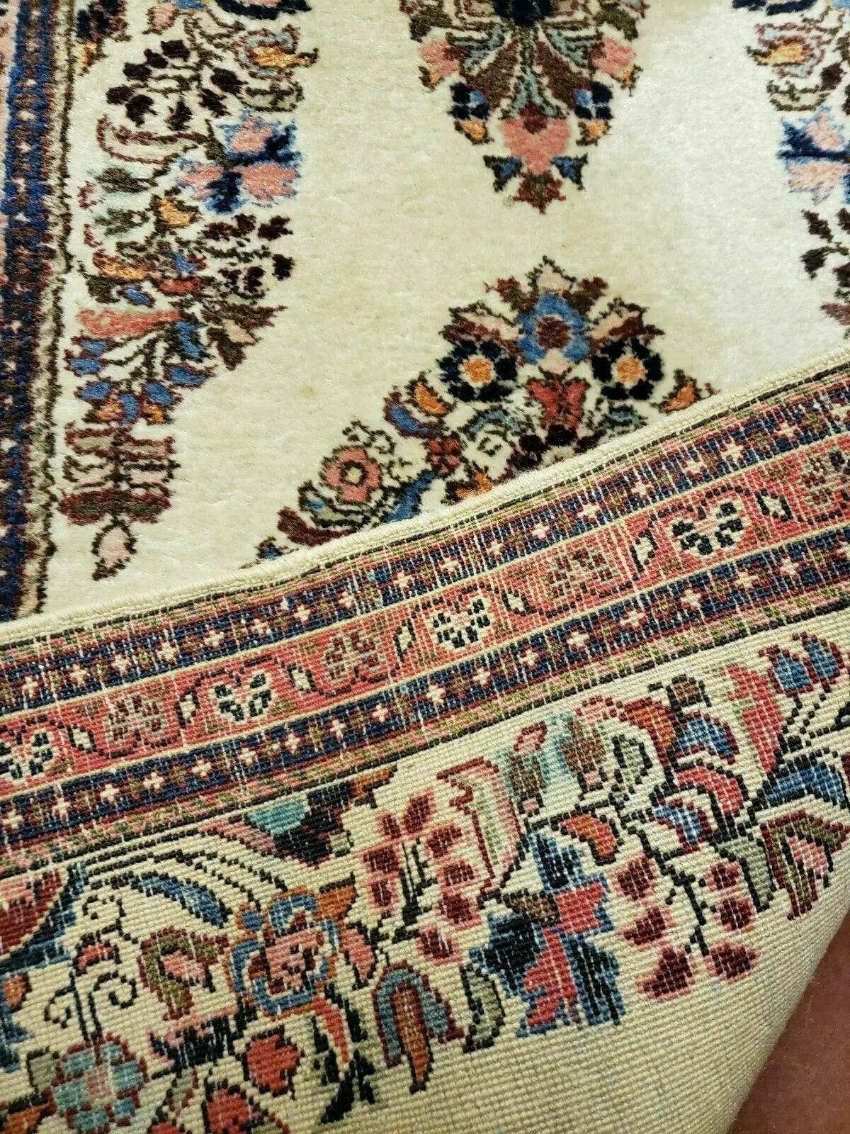 2' 7" X 4' Vintage Handmade Indian Medallion Wool Floral Beige Rug by Jewel Rugs