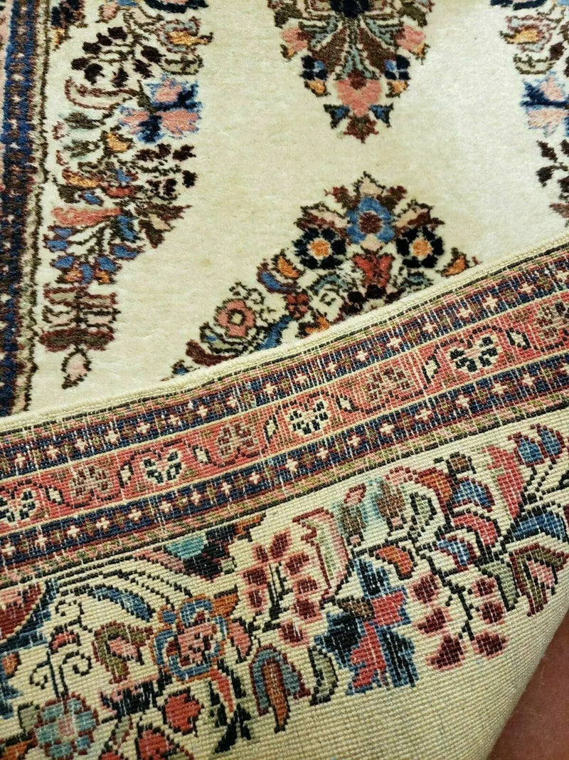 2' 7" X 4' Vintage Handmade Indian Medallion Wool Floral Beige Rug by Jewel Rugs